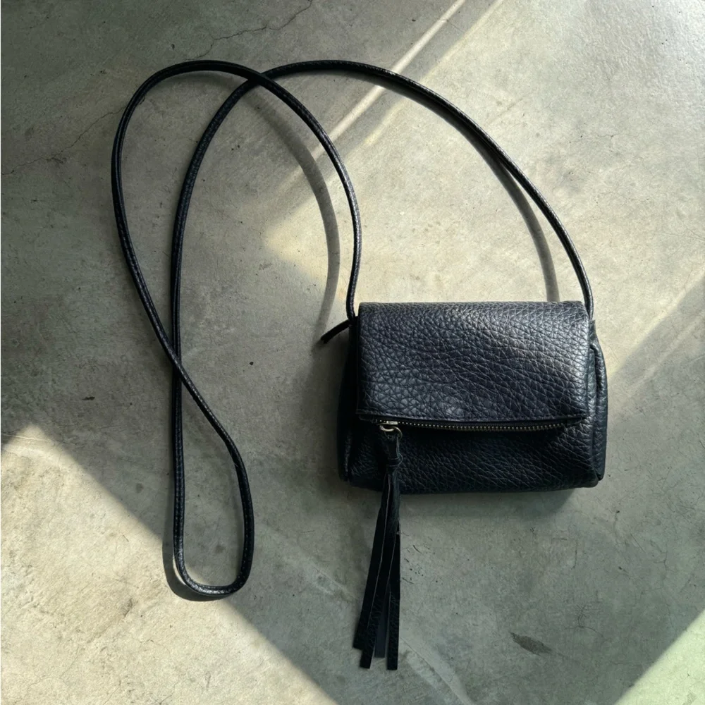 Faux Leather Tassel Mini Crossbody Zipper Purse - Picture 2 of 5